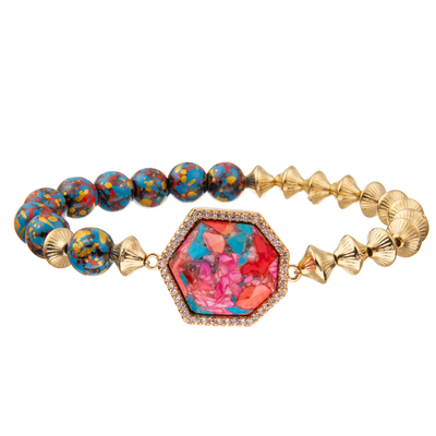 Bracelets faits main de perles de style de la Bohême avec la pierre impériale de heptagone régulier