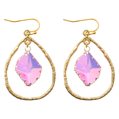 L'or de bijoux plaqué balancent les boucles d'oreille ovales de baisse de crochet de Zircon de boucles d'oreille de cercle d'émail