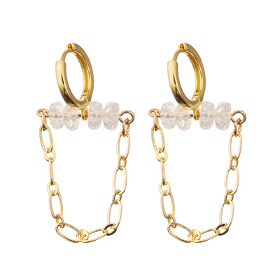 L'or a plaqué les boucles d'oreille rondes simples de cercle d'émail de maillon de chaîne de Zircon pour des femmes