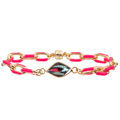 Bracelet de peinture de maillon de chaîne de trombone d'huile de boucle magnétique avec le cristal facetté