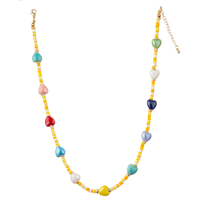 Collier plaqué or perlé multicolore de maillon de la chaîne 14K avec le papillon/fleur/coeur/pendant de Shell/étoile