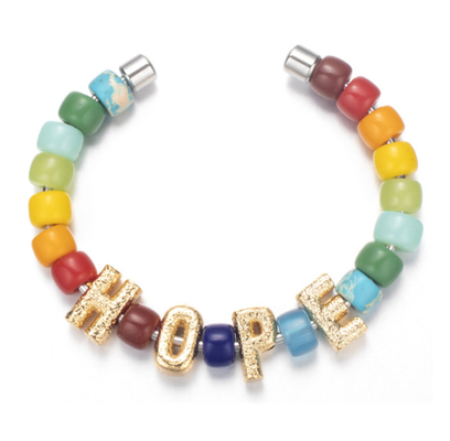 bracelets perlés faits main de 18.5cm, bracelet de perles de forte d'acier inoxydable multicolore