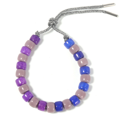 Lucky Color Forte Beads Bracelet dans le bleu pourpre et Gray As Birthday Gift