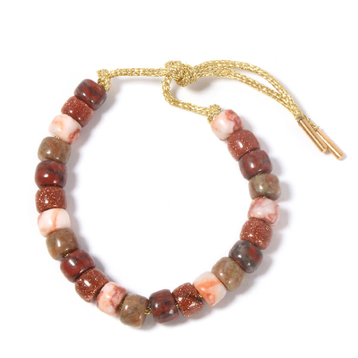 La pierre de Lurex perle la corde réglable d'or de corde de bracelet tressée