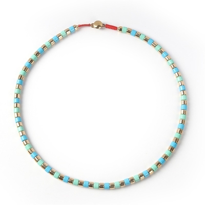 Style de Boho de collier de perles d'émail de tuile d'alliage pour le sarclage de femme