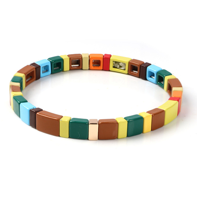 Taille faite main de bracelet de tuile d'arc-en-ciel d'émail en métal une pour épouser