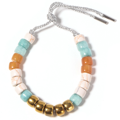 or 18k de nouage fait main de bracelet en verre de pierre de 8mm plaqué pour le port quotidien