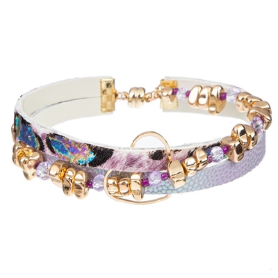 L'irrégularité a perlé l'or en cuir de bracelet d'enveloppe plaqué pour les femmes fraîches