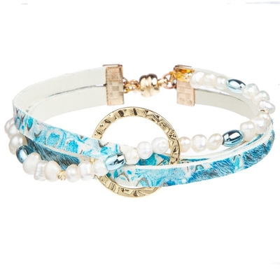 Bracelet irrégulier d'enveloppe de cuir et de perle pour l'usage quotidien de mode