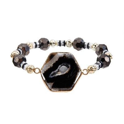 Fille fraîche extensible de Crystal Bracelets Black White For de fermeture magnétique d'OEM