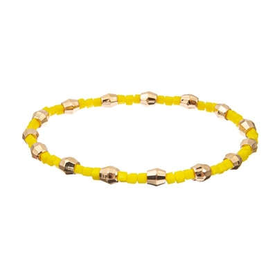 Kc Crystal Bracelets extensible fait main, bracelets jaunes de bout droit de perle de graine