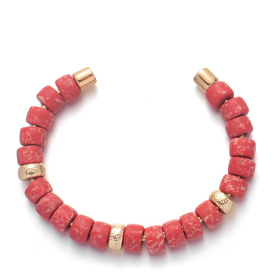 Les bracelets démontables de DIY avec or impérial rouge de la pierre 18k de perles du vrai ont plaqué