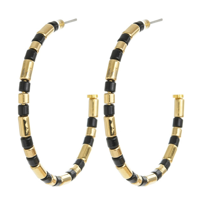 Boucles d'oreille en alliage de zinc de cercle de tuile de la Bohême 45mm avec le goujon d'acier inoxydable