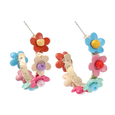 les boucles d'oreille de cercle d'émail de forme de 35mm C échouent le style avec le goujon d'acier inoxydable