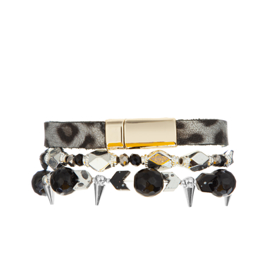 Les bracelets perlés d'OEM 8mm place l'automne et l'hiver dénomment noir et blanc