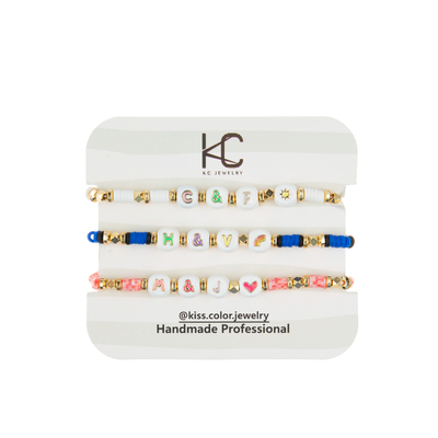 Polymère Clay Beaded Letter Bracelet, bracelets de perle d'alphabet de 7.4*8mm
