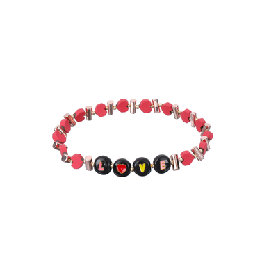 Les bracelets perlés d'alphabet d'hématite, coeurs rouges de 6mm aiment le bracelet perlé