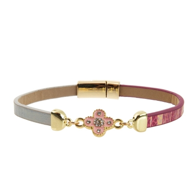 nickel de 5mm libérant le bracelet de bande en cuir d'unité centrale avec des aimants de trèfle d'émail d'alliage
