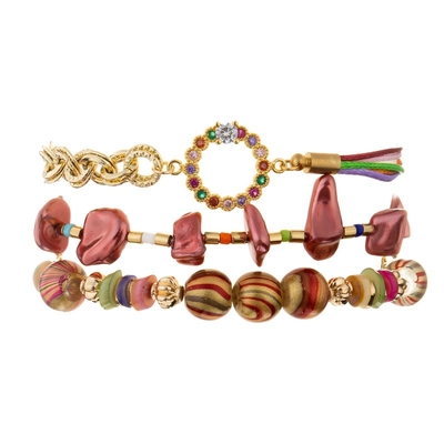 Bracelets faits main empilables rouges de perles pour des années de l'adolescence de mode avec le Zircon d'arc-en-ciel