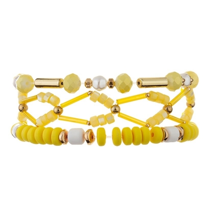 Le métier d'or géométrique de main de tube en métal perle le bracelet Crystal Set jaune