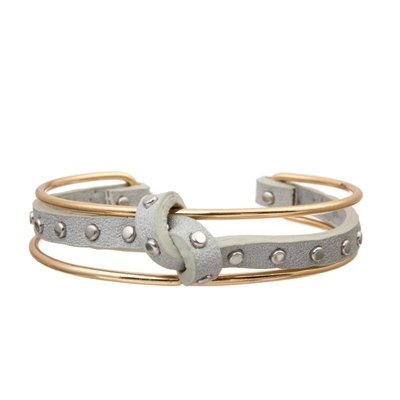 Bracelet tressé de Bohème de manchette de Dot Hand Knot Leather Bracelet en métal pour Madame Girl