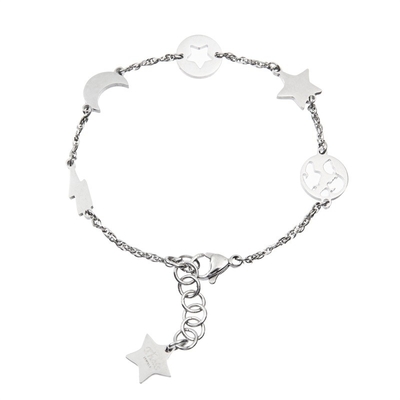 Les étoiles d'acier inoxydable musardent le bracelet de maillon de chaîne charment élégant pour des femmes