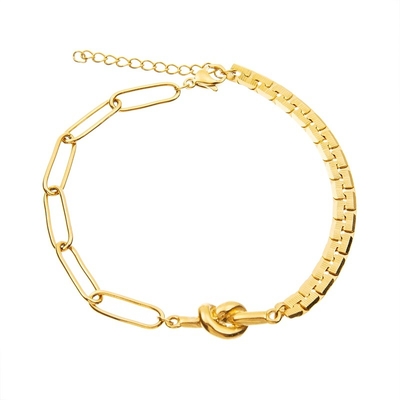 l'or 14K a plaqué le bracelet à chaînes réglable de bracelet de charme de noeud pour la fille
