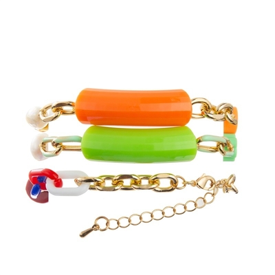 La barre en bambou perle le bracelet fait main de chaîne d'or coloré pour le Jour de la Déclaration d'Indépendance
