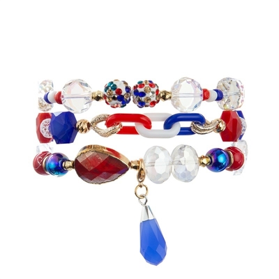Le bracelet de perles de vacances de Jour de la Déclaration d'Indépendance a placé la couleur bleue rouge blanche pour la fille