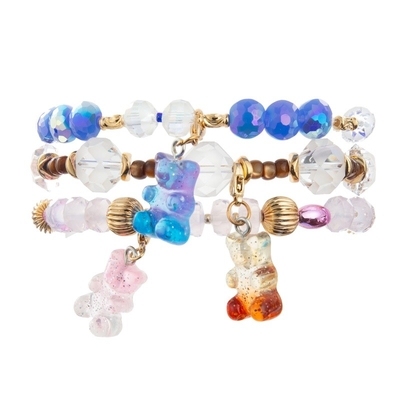 Cadeau de Brithday de couleur de sucrerie de bracelets de Jelly Bear Charm Handmade Beads pour la fille