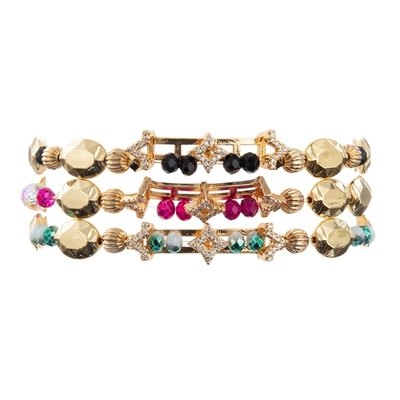 L'étoile d'or de Zircon charment les bracelets élastiques faits main avec les perles plates de forme pour la fille