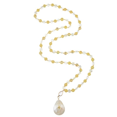 Le rond jaune de place transparente perle le collier multi de couleur avec Shell Charm