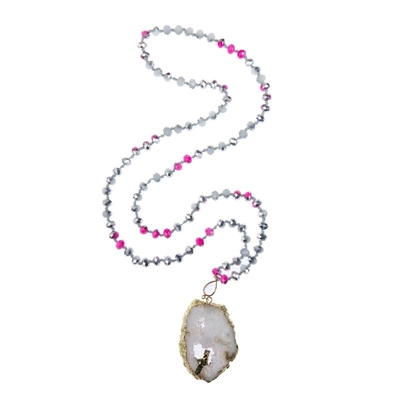 De verre pendant semi précieux de Druzy perle la couleur métallique de collier fait main