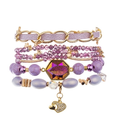 L'ensemble fait main Boho de bijoux de festival hippie de surfer a tressé la couleur pourpre romantique
