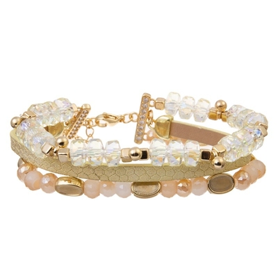 Crystal Beaded blanc 6,5&quot; bracelet perlé réglable a placé le cadeau pour elle