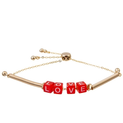 La lettre d'amour rouge de chaîne d'or de Boho perle des bracelets de bielette adjustable pour unisexe