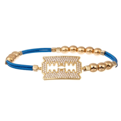La lame de Zircon d'or charment le bracelet fait main élastique avec des perles en métal de ficelle de guitare
