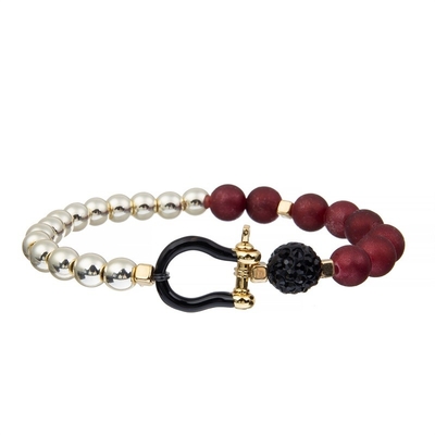 La graine rouge-foncé a perlé l'empilement en nylon extensible unisexe de fil de bracelets