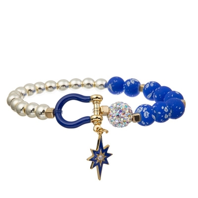 La graine de ciel bleu a perlé l'empilement en nylon extensible unisexe de fil de bracelets faits main