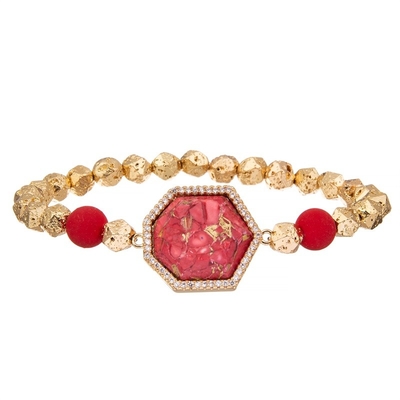 Élastique fait main de bracelet de perles de turquoise rouge naturelle de collection de ressort