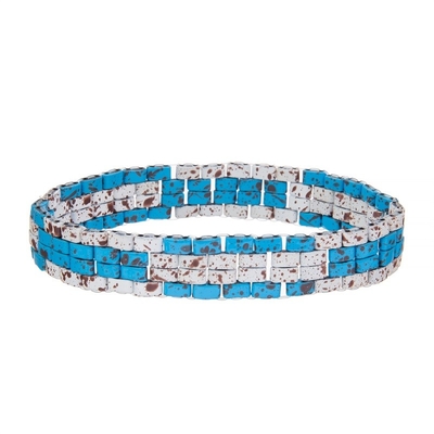 Tila peint par turquoise bleue perle le bracelet fait main de perles réglable pour la femme