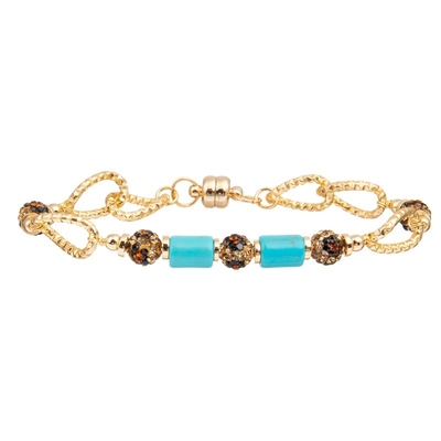 Bracelet magnétique de boucle de turquoise bleue de maillon de chaîne d'or pour la mode de femme