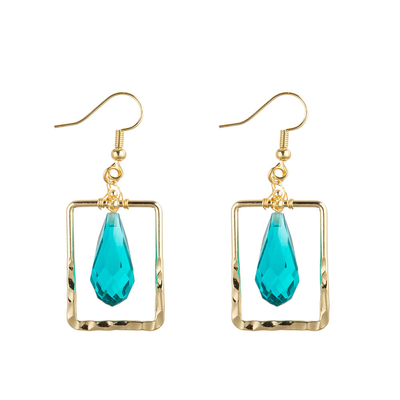 La baisse de Crystal Glass Handmade Beaded Earring a formé bleu/vert