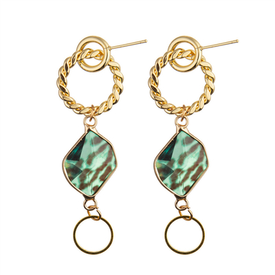 Boucles d'oreille pendantes rétro Hong Kong Style simple de Matte Gold Plated Resin Dangle