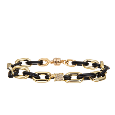 Bracelet magnétique à chaînes de lien de Champagne Gold Plated Copper Jewelry pour des femmes