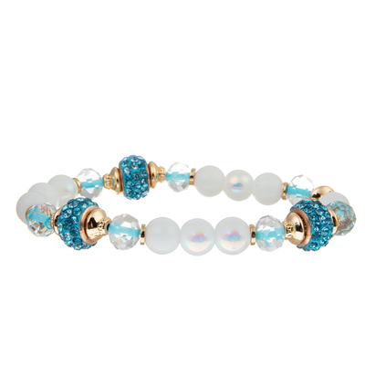Le verre d'agate perle l'or de bracelet de pierre de pierre gemme plaqué avec Diamond Ball Charm