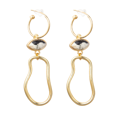 Le gland pendant de boucles d'oreille de disque géométrique irrégulier en métal balancent des boucles d'oreille de baisse