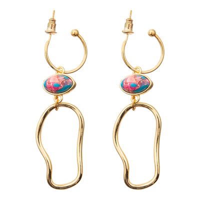 Le gland pendant de boucles d'oreille de disque géométrique irrégulier en métal balancent des boucles d'oreille de baisse