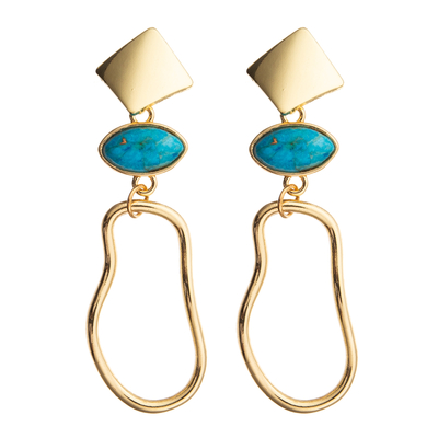 Le gland pendant de boucles d'oreille de disque géométrique irrégulier en métal balancent des boucles d'oreille de baisse
