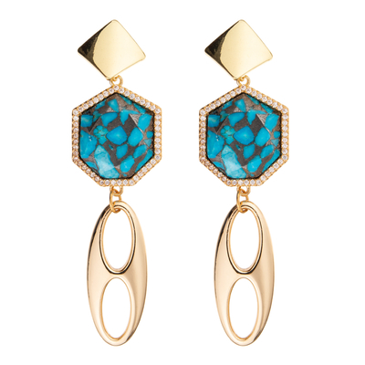 L'or de Jelewrry a plaqué le heptagone régulier Diamond Drop Earring pour des femmes
